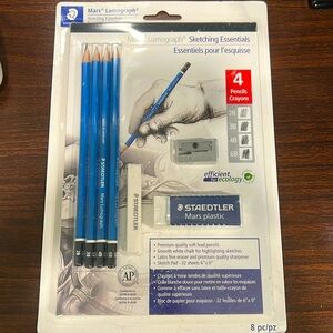 Mars Lumograph Sketching Essentials Set Pencils Sharpener Eraser and Notebook